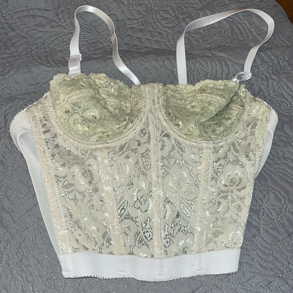 pale green corset crop top